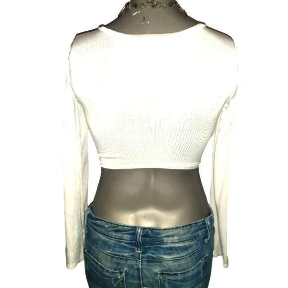 Forever 21 XS White crop shirt - Picture 4 of 4